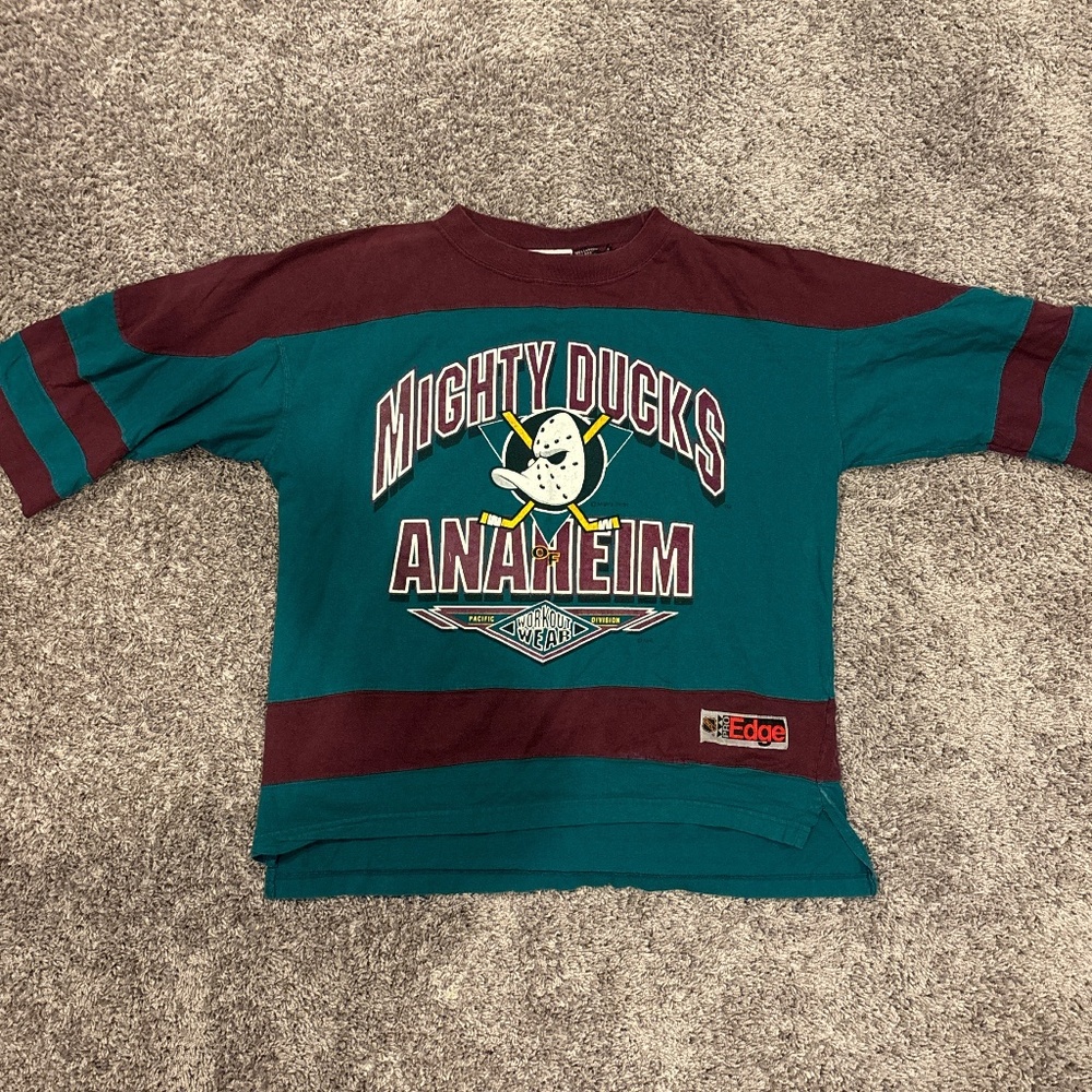 Vintage 90s Mighty Ducks Overside NHL Pro Edge Hockey Jersey